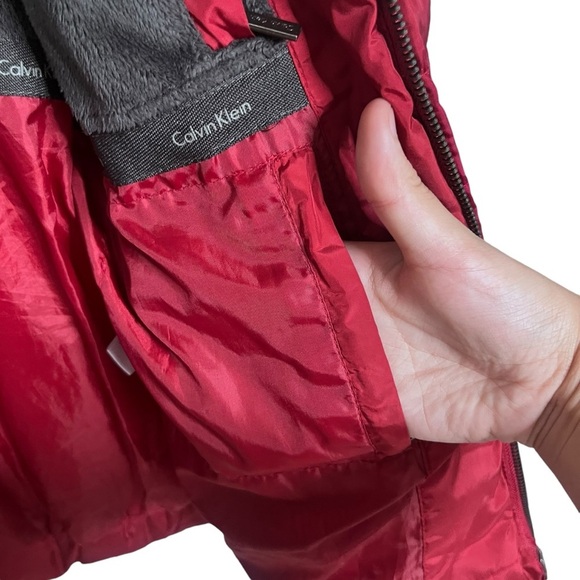 Calvin Klein Maroon Red High Neck Puffer Zip Up Coat sz XS - Picture 5 of 14